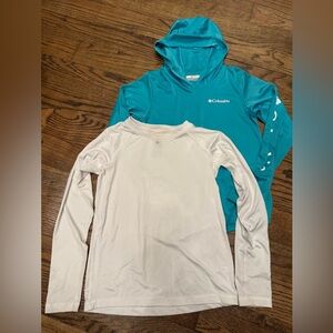 Columbia Kids Omni-Shade Hooded Rashguard + Long Sleeve Swim Shirt Bundle M/10